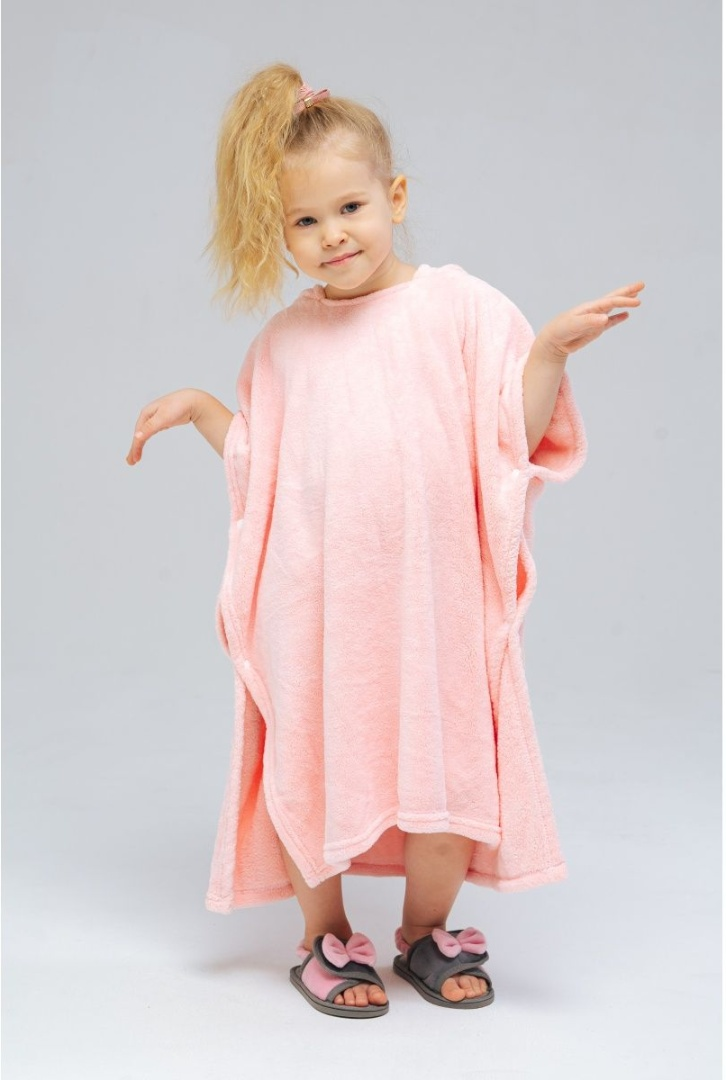 Полотенце-пончо для детей 70x140 см микрофибра, розовый - фото 5 - id-p107824589