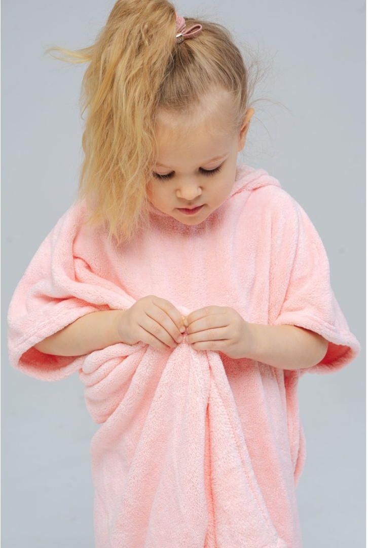 Полотенце-пончо для детей 70x140 см микрофибра, розовый - фото 6 - id-p107824589