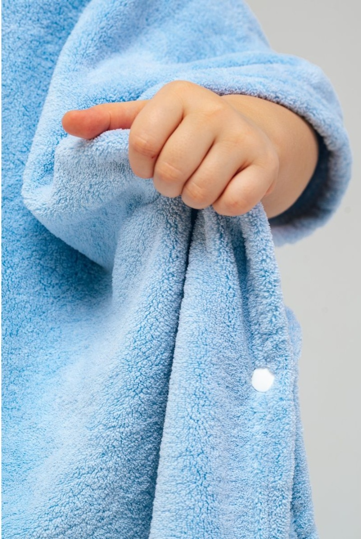 Полотенце-пончо для детей 70x140 см микрофибра, голубой - фото 5 - id-p107824619