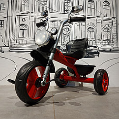 Красный Детский трехколесный велосипед "Харлей". Музыкальный. Фара горит.