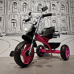 Розовый Детский трехколесный велосипед "Харлей". Музыкальный. Фара горит.
