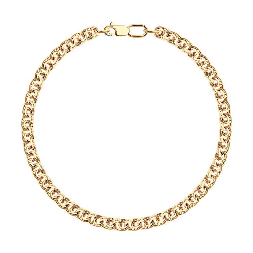 Браслет из золочёного серебра с алмазной гранью SOKOLOV 985140604 серебро с позолотой, бисмарк, фото 1