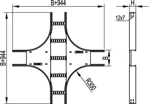 Х-ответвитель 100х200 R-300