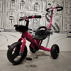 Детский трехколесный велосипед с родительской ручкой "Future" + бутылочка воды. Розовый.