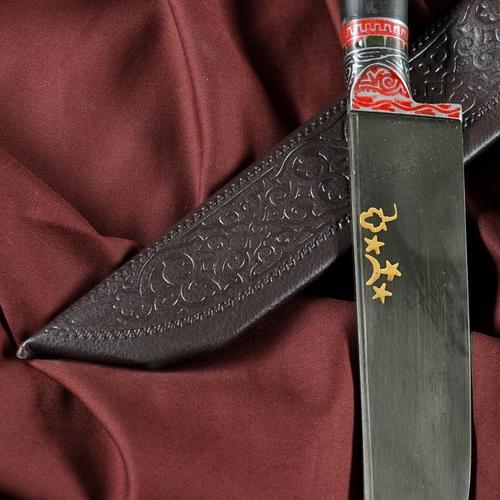 Нож Пчак Шархон - Большой, сайгак, гарда олово гравировка. ШХ-15 (17-19 ...