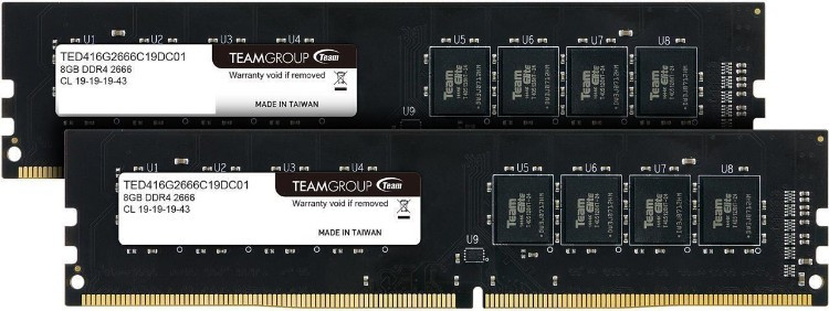 Оперативная память  16Gb Kit (2x8Gb) 2666MHz DDR4 Team Group ELITE PC4-21300