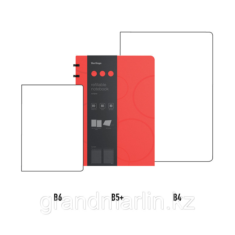 Бизнес-тетрадь В5+, 80л., Berlingo "Eclipse", клетка, на кольцах, с возм. замены блока, 80г/м2, плас - фото 10 - id-p107873458