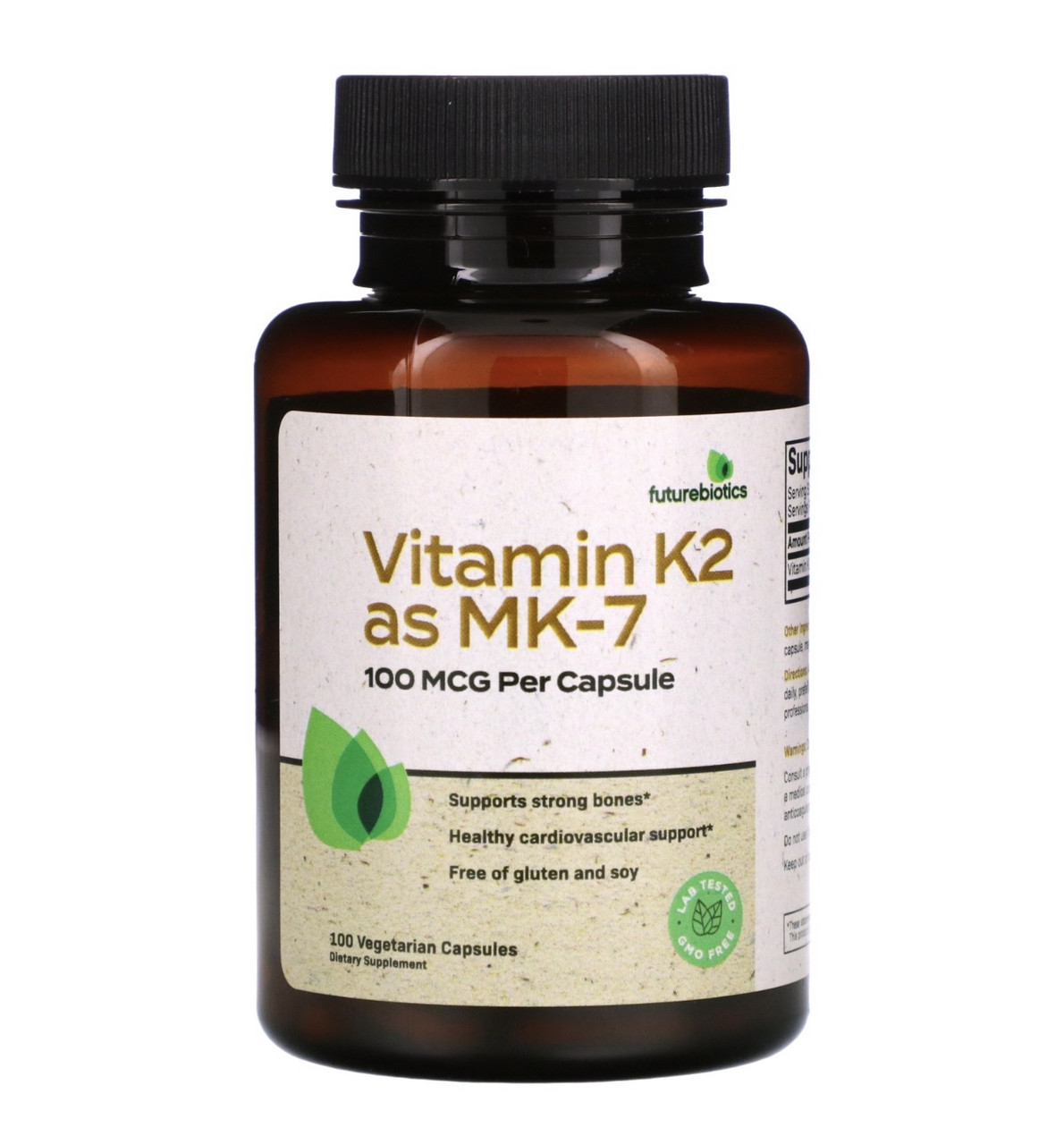 Future biotics витамин К2 в виде МК7, 100мкг, 100 вегетарианских капсул - фото 1 - id-p107877438