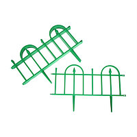 Ограждение декоративное, 40 × 310 см, 5 секций, пластик, зелёное
