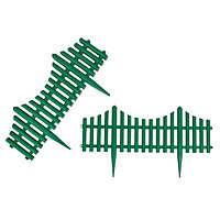 Ограждение декоративное, 30 × 300 см, 5 секций, пластик, зелёное