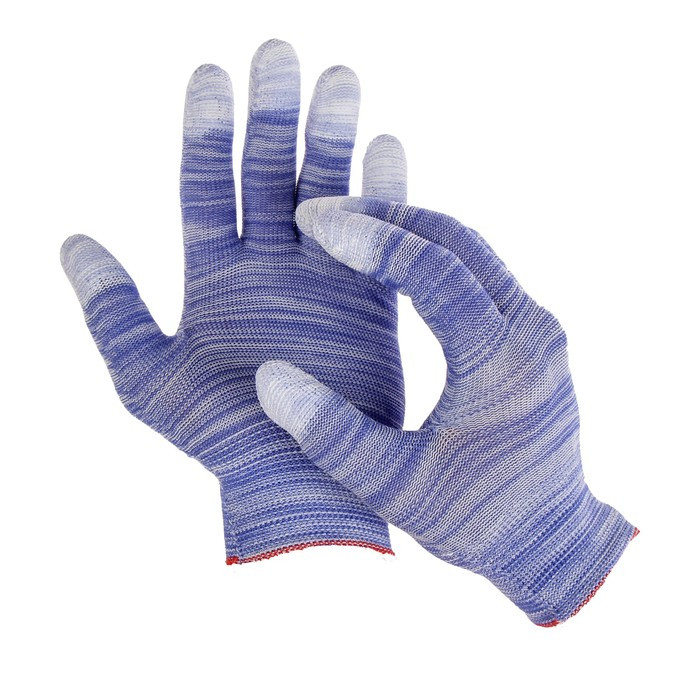 Перчатки нейлоновые, с ПВХ на пальцах, цвет МИКС - фото 1 - id-p107888027
