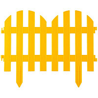 Ограждение декоративное, 28 × 300 см, 5 секций, пластик, жёлтый, GRINDA «Палисадник»