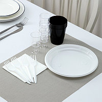 Набор одноразовой посуды премиум Доляна «Фуршет», 4 персоны, тарелки, вилки, стаканы 200 мл, рюмки 100 мл,