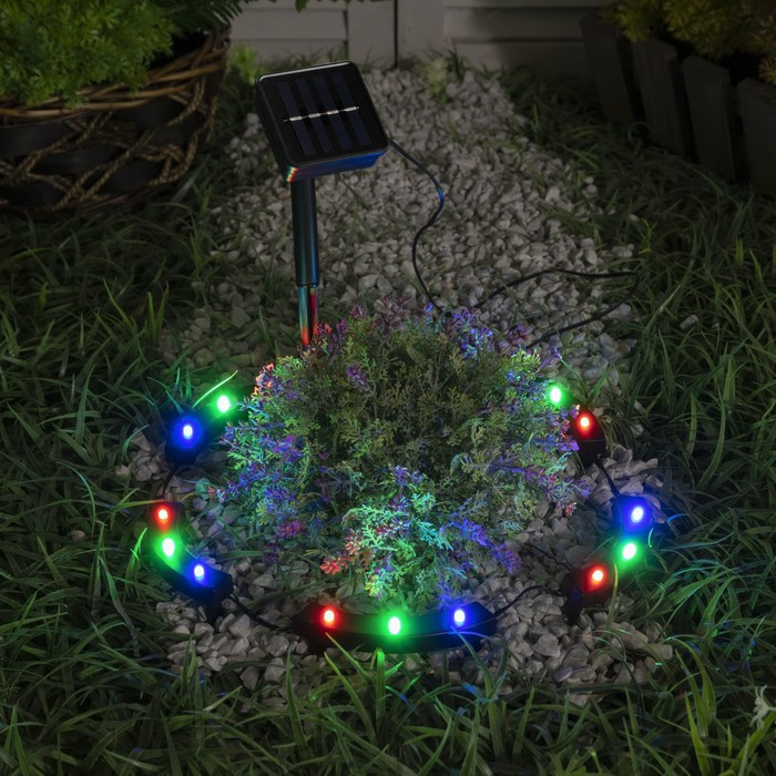 Садовый светильник на солнечной батарее «Обруч», 15 LED, свечение мульти - фото 1 - id-p107906635