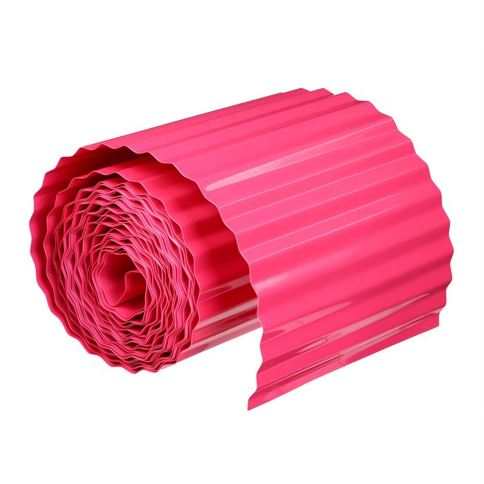Лента бордюрная, 0.2 × 9 м, толщина 0.6 мм, пластиковая, гофра, розовая - фото 1 - id-p107891044