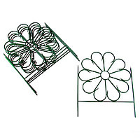 Ограждение декоративное, 75 × 305 см, 5 секций, металл, зелёное, «Ромашка»