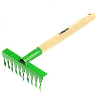 Грабли прямые, витой зуб, 10 зубцов, стальные, деревянный черенок, «АГРОНОМ»