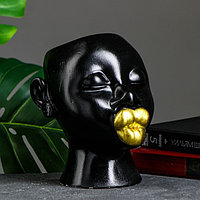 Кашпо - органайзер "Африканка Наоми" черный, золото, 22см
