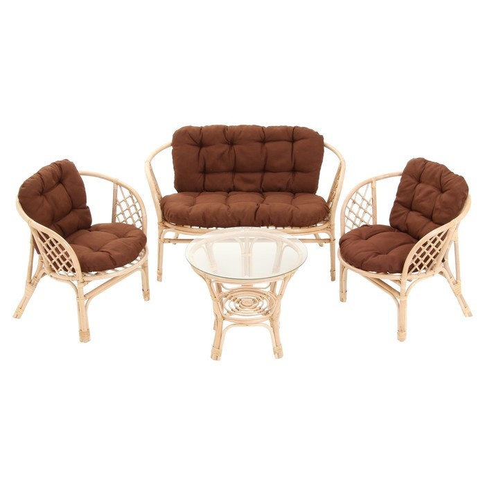 Набор садовой мебели "Индо" 4 предмета: 2 кресла, 1 диван, 1 стол, коричневый - фото 1 - id-p107903607