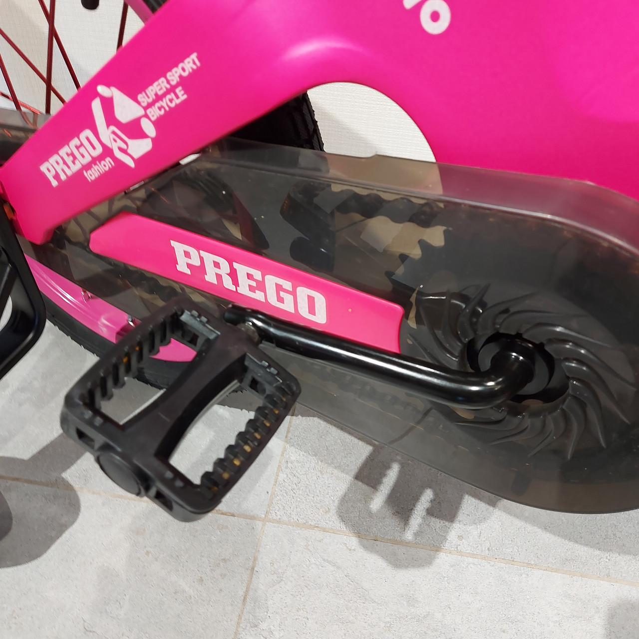 Розовый детский двухколесный велосипед "Prego". Версия 2.0. 16" колеса. С боковыми поддерживающими колесами. - фото 4 - id-p107928103