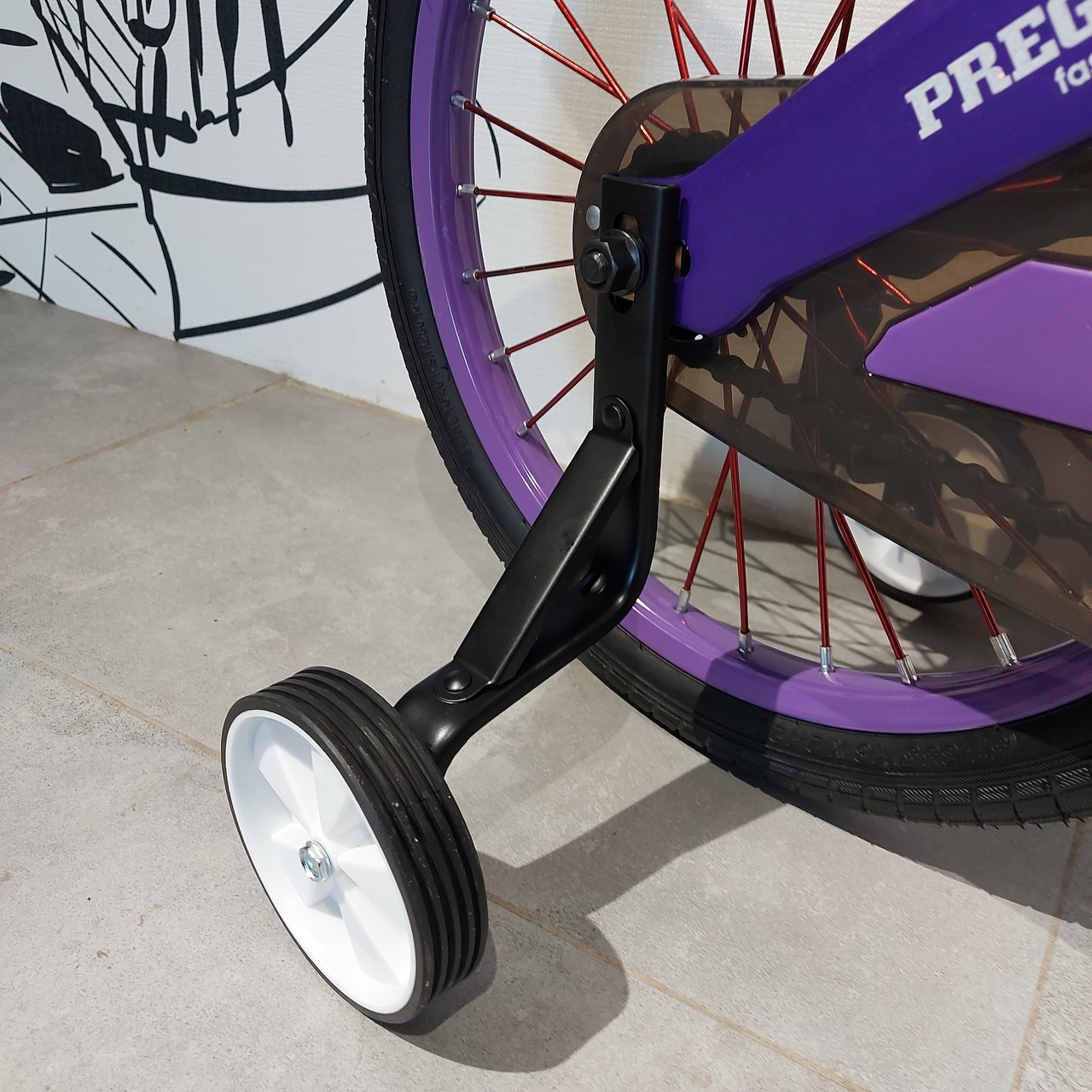 Детский двухколесный велосипед "Prego". Версия 2.0. 18" колеса. С боковыми колесами. Фиолетовый. - фото 4 - id-p107928144
