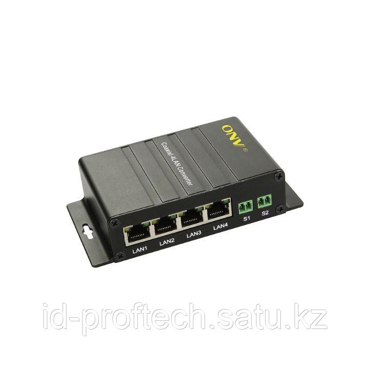 Конвертер активный ONV1C4E-3 4x100Mbps Ethernet, 1xCoaxial Input-Output BNC port  4x10-100Mbps auto-sensing