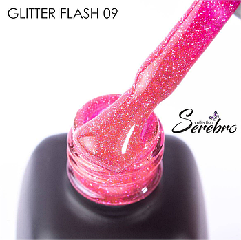 Гель лак Serebro светоотражающий Glitter flash №09, 11мл