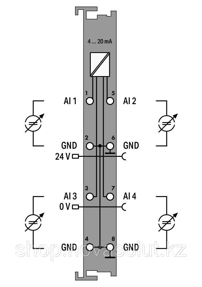 4-канальный аналоговый вход; 4 20 мА; односторонний; EXTREME WAGO 750-455/040-000 - фото 4 - id-p107931618