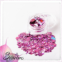 Дизайн для ногтей "Микс пайеток №4" Serebro, розовый