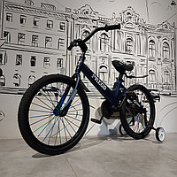Детский двухколесный велосипед "Prego". Версия 2.0. 20" колеса. С боковыми колесами. Синий.
