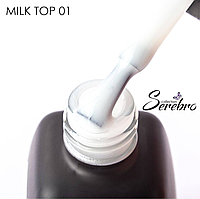 Молочный топ без липкого слоя "Milk top" для гель лака Serebro №01, 11мл