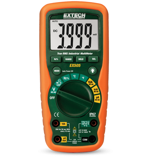 Мультиметр с автоматическим выбором диапазона истинных среднеквадратичных значений Extech EX505