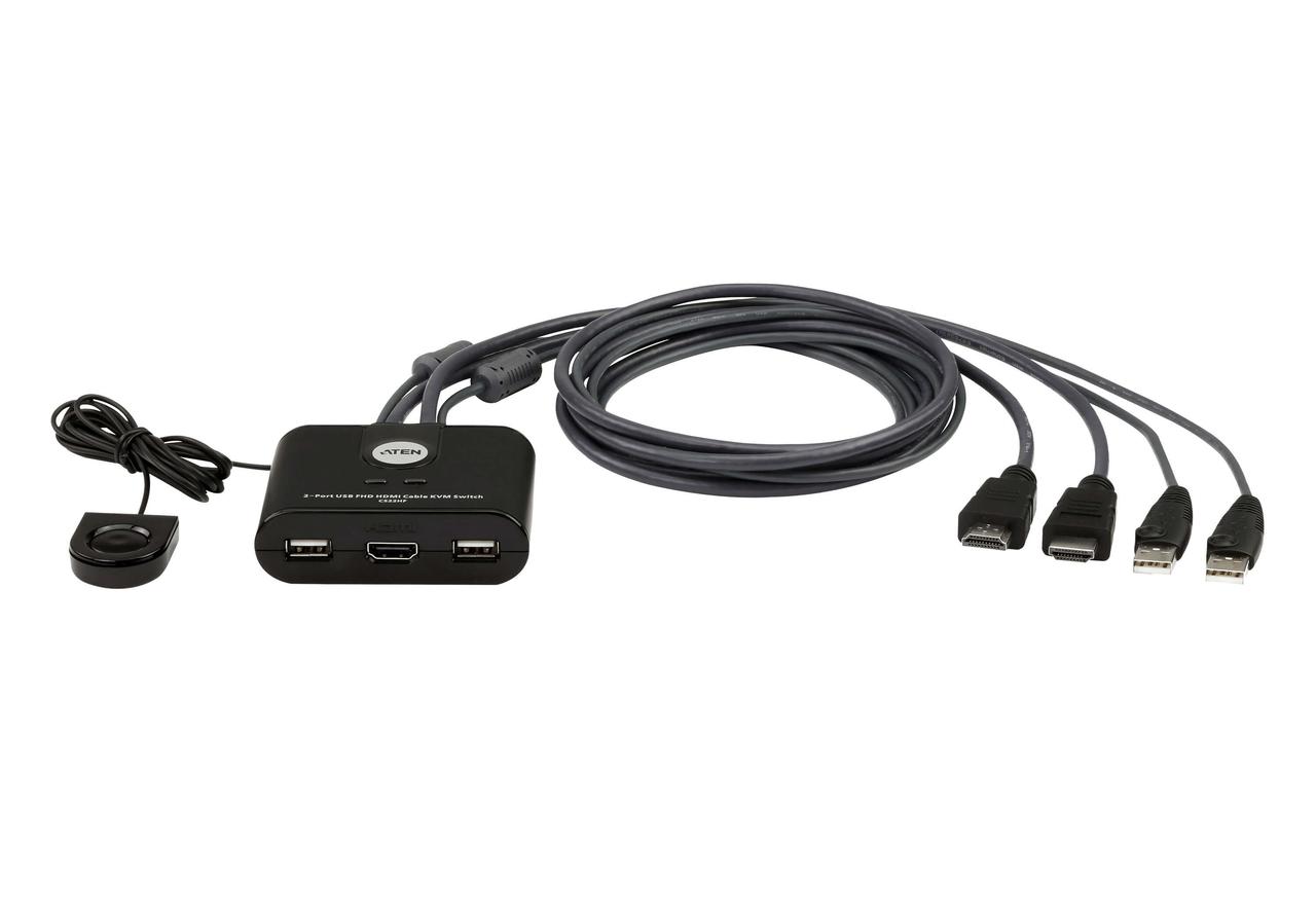 2-портовый, USB, FHD HDMI, кабельный KVM-переключатель  CS22HF ATEN