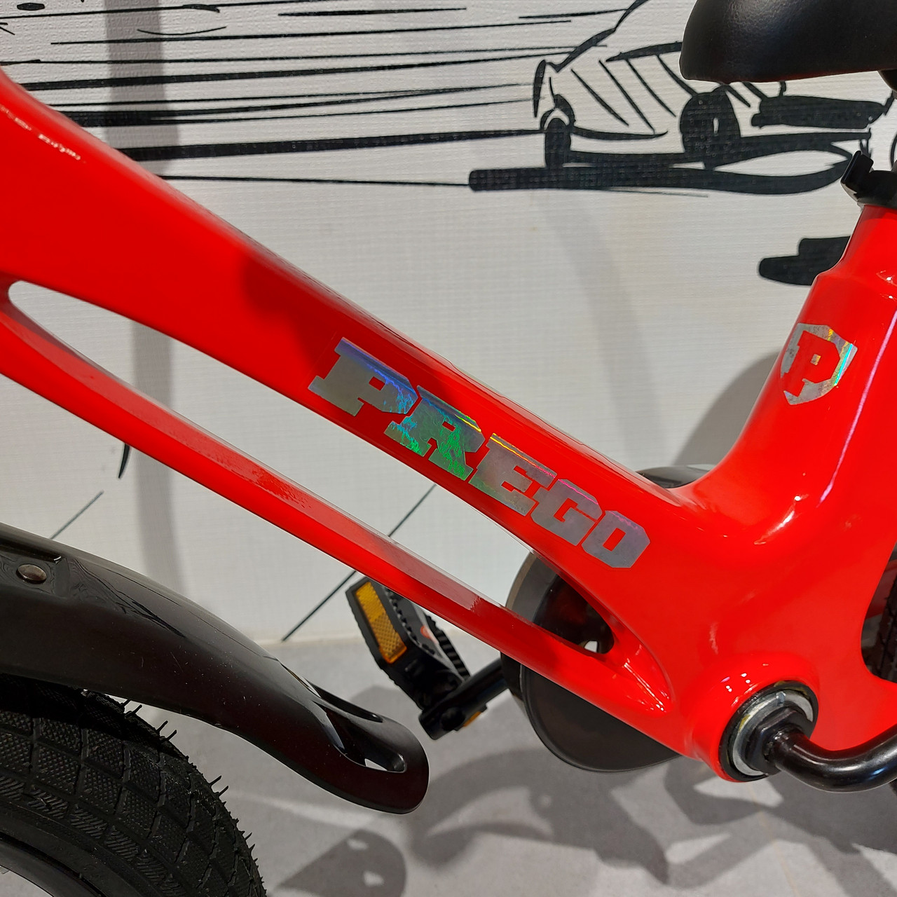 Детский двухколесный велосипед "Prego 2".14" колеса. С боковыми колесиками. Красный. - фото 3 - id-p107940520