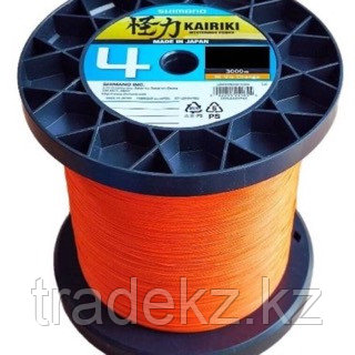 Шнур рыболовный плетёнка SHIMANO KAIRIKI 4 HI-VIS ORANGE катушка 3000 м - фото 1 - id-p107948013