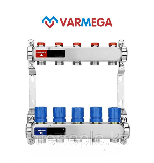 Распределительный коллектор для отопления Varmega 1" 5х3/4"ЕК, нержавейка, фото 1