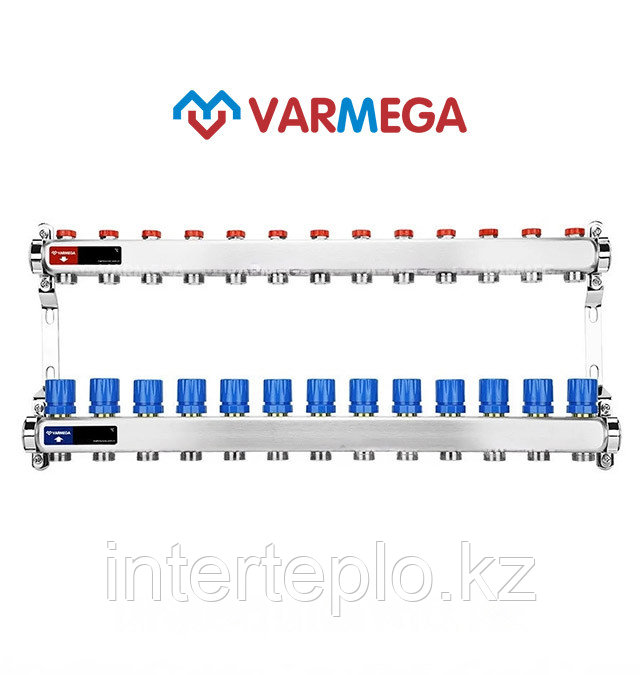 Распределительный коллектор для отопления Varmega 1" 13х3/4"ЕК, нержавейка, фото 1