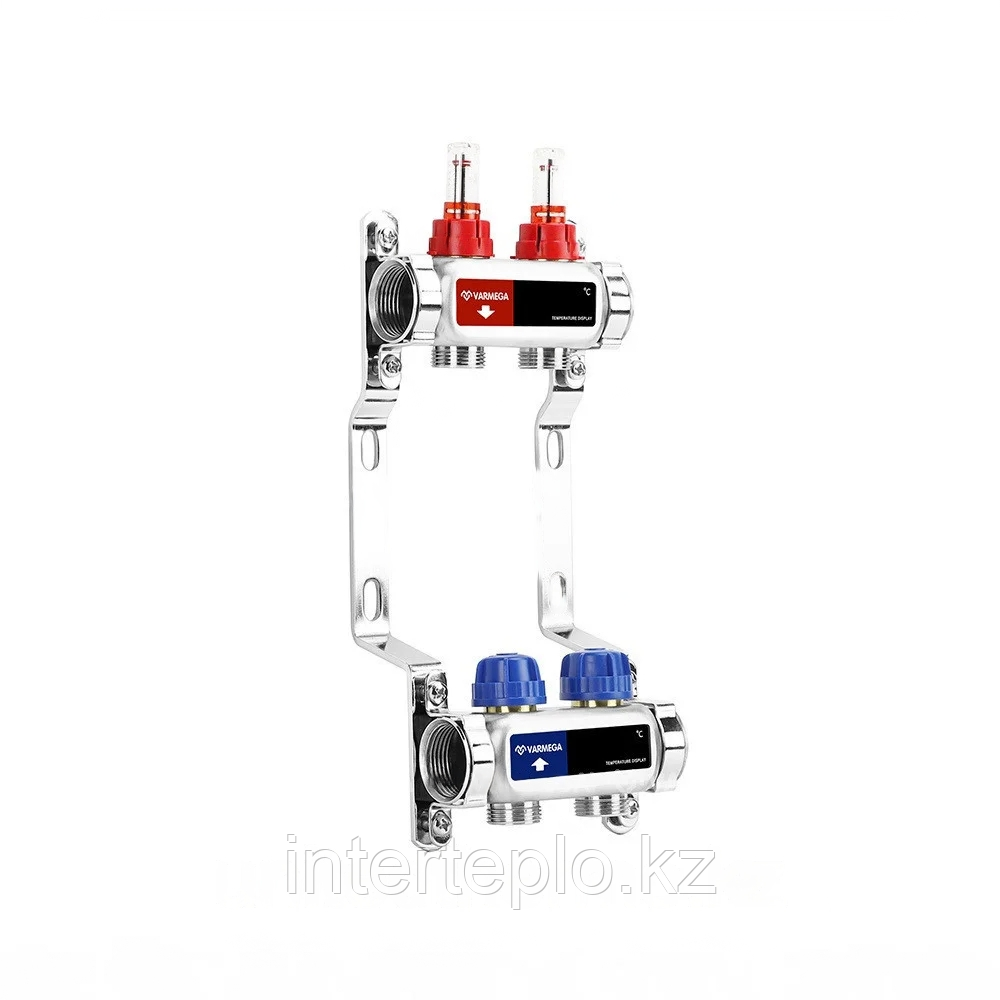 Коллекторная группа VARMEGA 1" 2х3/4"EK, нержавейка с расходомерами и регулирующими клапанами