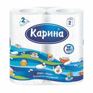 Бумажные полотенца Карина, 2 рулона в упаковке, 2 слоя, белые, 21,5 см. - фото 1 - id-p107948790