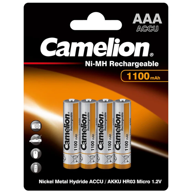 Аккумуляторы Camelion Ni-MH Rechargeable HR03/AAA 1100 mAh, 4шт - фото 1 - id-p107950049