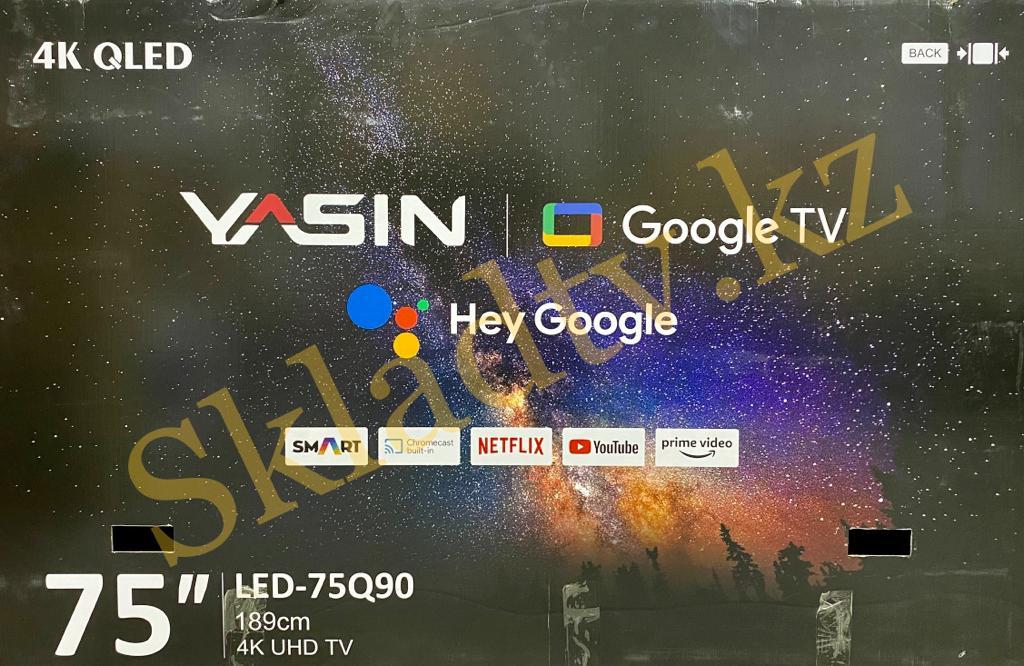 НОВИНКА!!Smart Телевизор Yasin QLED 75Q90 Android 11.0 с гол. поис HDR - фото 1 - id-p107950137