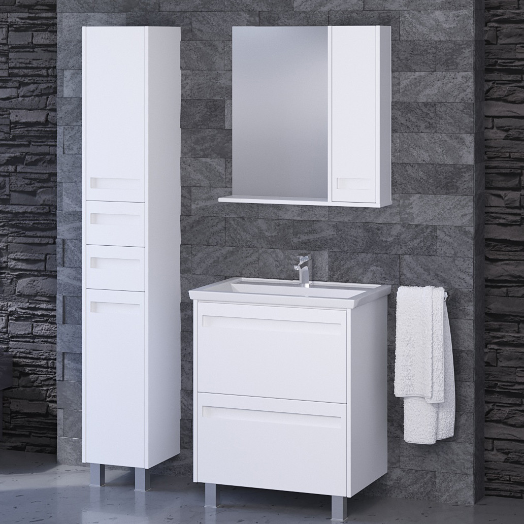 Комплект мебели для ванной Турин 70 с зеркальным шкафом и пеналом