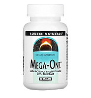 Source naturals mega-one, минералдары бар жоғары тиімді мультивитамин, 60 таблетка