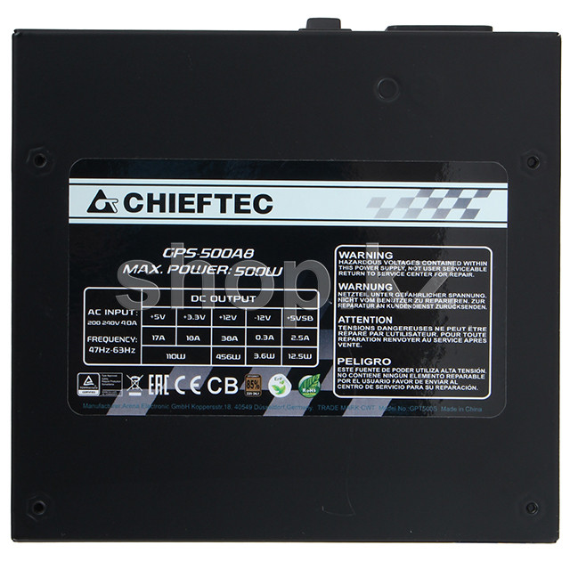 Блок питания ATX 500W Chieftec Smart GPS-500A8, 12sm f, 20+4/24+4/24+8, 3SATA, 2mol,1x6+2p PCI-E,ATX - фото 3 - id-p107953769