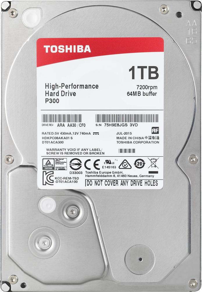 3.5" 1000GB Toshiba P300, SATA III, 6.0Gb/s, 64Mb, 7200rpm