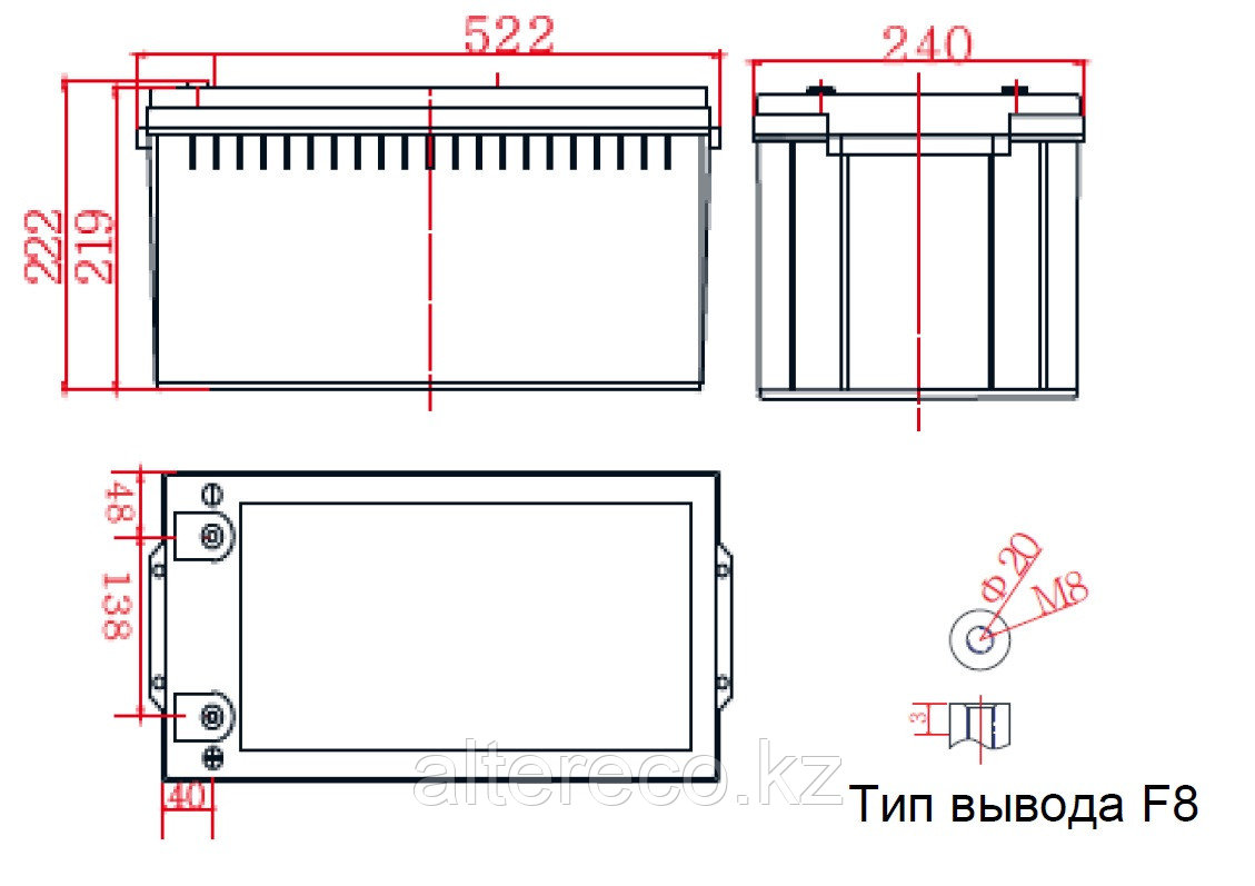 Карбоновый аккумулятор Ventura CP 12-200 (12В, 200Ач) - фото 3 - id-p107979411