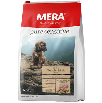 Mera Pure Sensitive JUNIOR Truthahn & Reis для щенков крупных пород с индейкой и рисом, 12.5кг