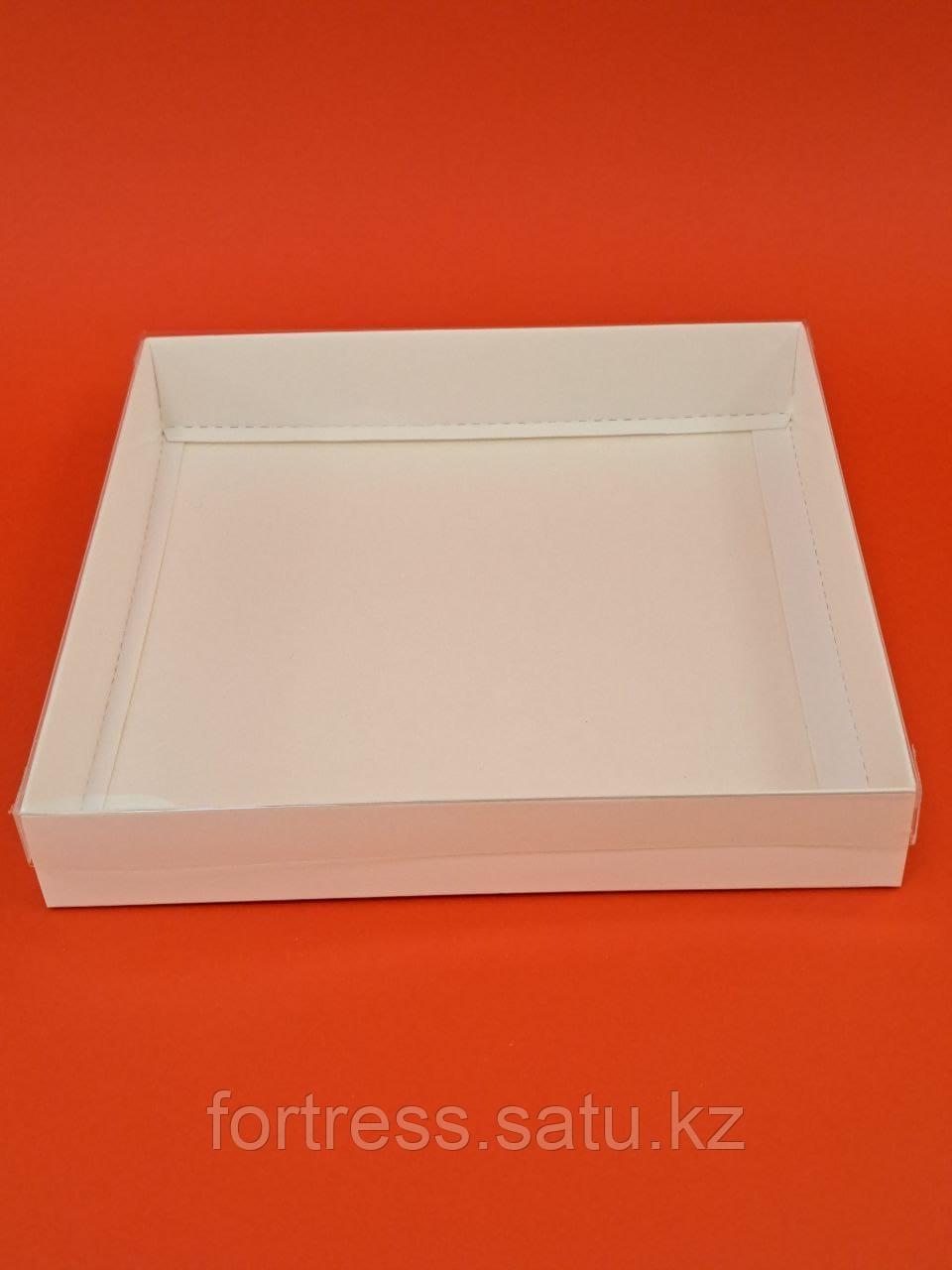 Коробка 25*25*4см с прозрачной крышкой, дно белое - фото 1 - id-p107981161
