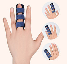 Ортез-шина для фиксации пальца при повреждении три ремня. Синий