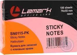 Бумага для заметок "Lamark", с липким слоем, цвет розовый, 100 листов, 7.6 см. х 5 см.